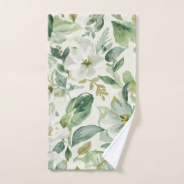 Botanische grüne Wasserfarbe Florale Blätter Natur Handtuch