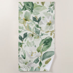 Botanische grüne Wasserfarbe Florale Blätter Natur Strandtuch