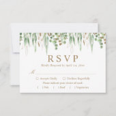 Botanische Grüne Wasserfarben Hochzeit Gold RSVP Karte (Vorderseite)