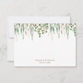 Botanische Grüne Wasserfarben Hochzeit Gold RSVP Karte (Rückseite)