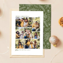 Botanische grüne Weihnachts-Familien-Fotocollage 7