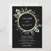 Botanische Grüne Weihnachtsfeier Schwarz Einladung (Vorderseite)