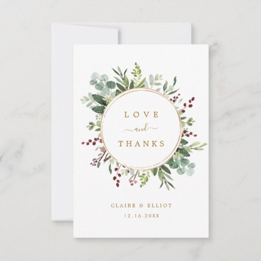 Botanische Grüne Weihnachtsfeiertag Goldhochzeit Dankeskarte (Vorderseite)