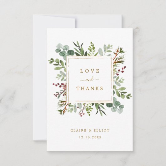 Botanische Grüne Weihnachtsfeiertag Goldhochzeit Dankeskarte (Vorderseite)