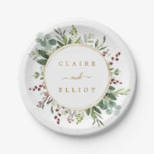 Botanische Grüne Weihnachtsfeiertag Goldhochzeit Pappteller (Vorderseite)