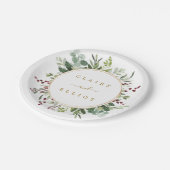Botanische Grüne Weihnachtsfeiertag Goldhochzeit Pappteller (Schrägansicht)