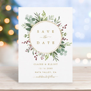 Botanische Grüne Weihnachtsfeiertag Goldhochzeit Save The Date