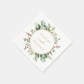 Botanische Grüne Weihnachtsfeiertag Goldhochzeit Serviette (Ecke)