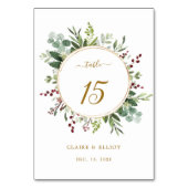 Botanische Grüne Weihnachtsfeiertag Goldhochzeit Tischnummer (Rückseite)