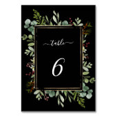 Botanische Grüne Weihnachtsfeiertag Hochzeit Schwa Tischnummer (Vorderseite)