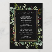 Botanische Grüne Weihnachtsfeiertag Schwarze Hochz Menükarte (Vorderseite)