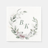 Botanische Grüne Wreath Wedding Monogram Napkin Serviette (Vorderseite)