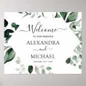 Botanische Grünfolien Wasserfarbenprägung Poster (Vorne)