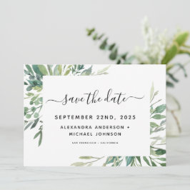 Botanische Grünfolien Wasserfarbenprägung Rett Save The Date