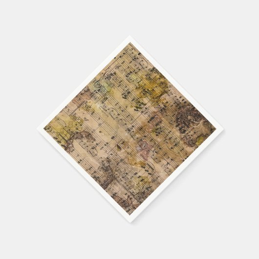 Botanische Grunge Floral Sheet Music Napkin Serviette (Ecke)