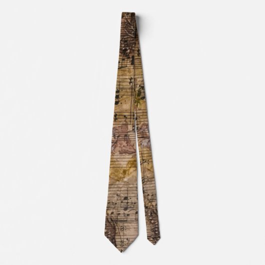 Botanische Grunge Floral Sheet Music Neck Tie Krawatte (Vorderseite)
