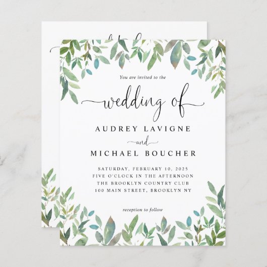 Botanische Grünpflanzen als Grün auf einer Hochzei (Vorne/Hinten)