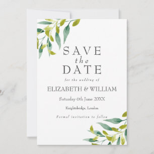 Botanische Grünpflanzen Blätter Hochzeit Save the  Date