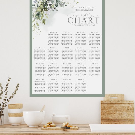 Botanische Grünpflanzen Blumen Empfang Sitzplatz Poster (Küche)