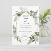 Botanische Grünpflanzen Boho Gold Frame QR Code Fo Einladung (Stehend Vorderseite)