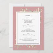 Botanische Grünpflanzen Dusty Rose in einer Hochze Einladung (Rückseite)
