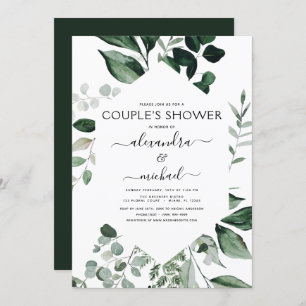 Botanische Grünpflanzen Foliage Couple's Shower In Einladung