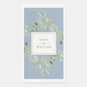 Botanische Grünpflanzen Foliage Dusty Blue Wedding Serviette (Vorderseite)