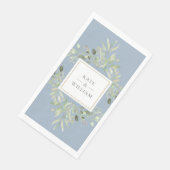 Botanische Grünpflanzen Foliage Dusty Blue Wedding Serviette (Ecke)