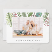 Botanische Grünpflanzen Foliage Moderne Weihnachte Feiertagskarte (Vorderseite)