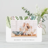 Botanische Grünpflanzen Foliage Moderne Weihnachte Feiertagskarte (Stehend Vorderseite)