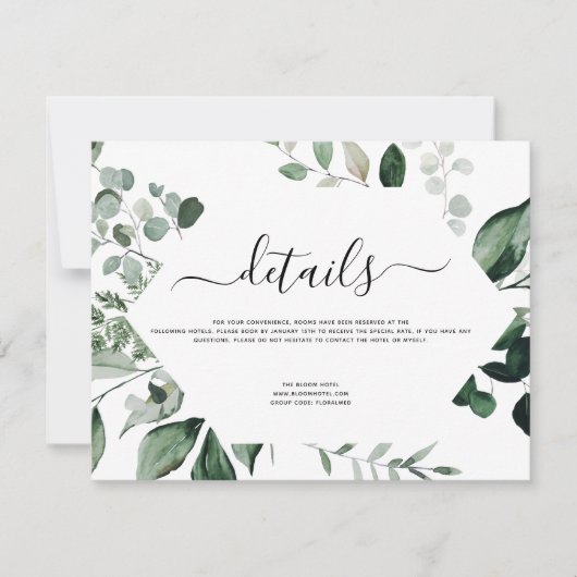 Botanische Grünpflanzen Foliage Wasserfarbe Hochze Einladung (Vorderseite)