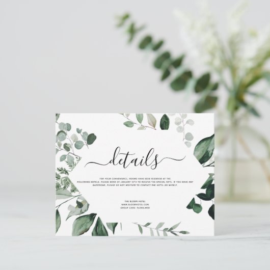 Botanische Grünpflanzen Foliage Wasserfarbe Hochze Einladung (Stehend Vorderseite)