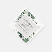 Botanische Grünpflanzen Foliage Wasserfarbe Hochze Serviette (Ecke)