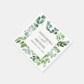 Botanische Grünpflanzen Foliage Wasserfarbe Hochze Serviette (Ecke)