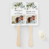 Botanische Grünpflanzen Foto Hochzeit Fächer (Vorne und Hinten)