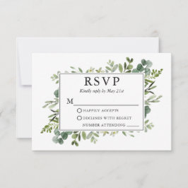 Botanische Grünpflanzen für Hochzeiten RSVP Karte