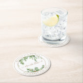 Botanische Grünpflanzen Gold Hochzeit retten Datum Runder Pappuntersetzer (Vor Ort)