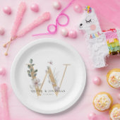 Botanische Grünpflanzen Gold Hochzeitszettel Pappteller (Party)