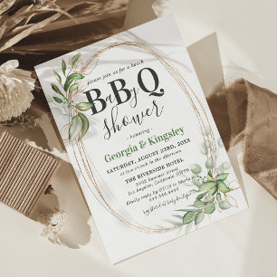 Botanische Grünpflanzen Goldene BBQ-Baby-Party Einladung