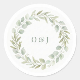 Botanische Grünpflanzen-Hochzeit Briefumschlag-Sie Runder Aufkleber