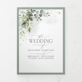 Botanische Grünpflanzen Hochzeit im Wasser Dreifach Gefaltete Einladung