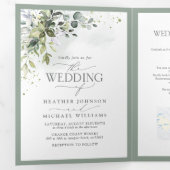 Botanische Grünpflanzen Hochzeit im Wasser Dreifach Gefaltete Einladung (Innen Erste Seite)