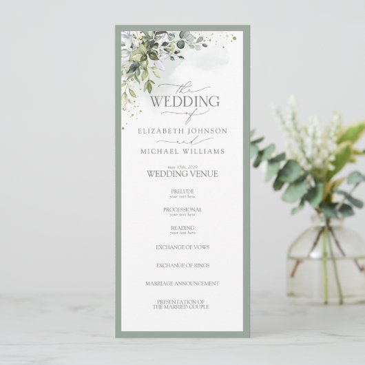 Botanische Grünpflanzen Hochzeit im Wasser Programm (Stehend Vorderseite)