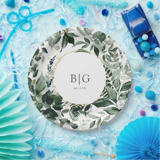 Botanische Grünpflanzen Hochzeit Pappteller (Party)