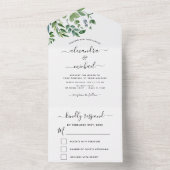 Botanische Grünpflanzen Hochzeit RSVP Budget All In One Einladung (Innen Boden)