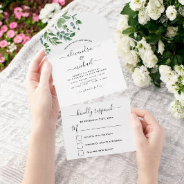 Botanische Grünpflanzen Hochzeit RSVP Budget All In One Einladung