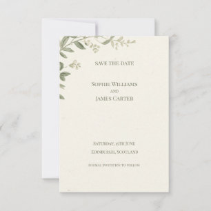 Botanische Grünpflanzen-Hochzeit Save The Date Kar