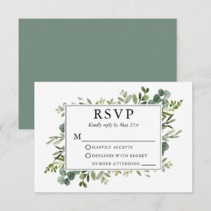 Botanische Grünpflanzen Hochzeit Wasserfarbe Grün RSVP Karte