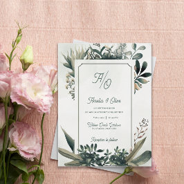 Botanische Grünpflanzen Hochzeitseinladung in Salb Einladungspostkarte