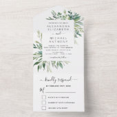 Botanische Grünpflanzen Hochzeitssommer All In One Einladung (Innen Boden)